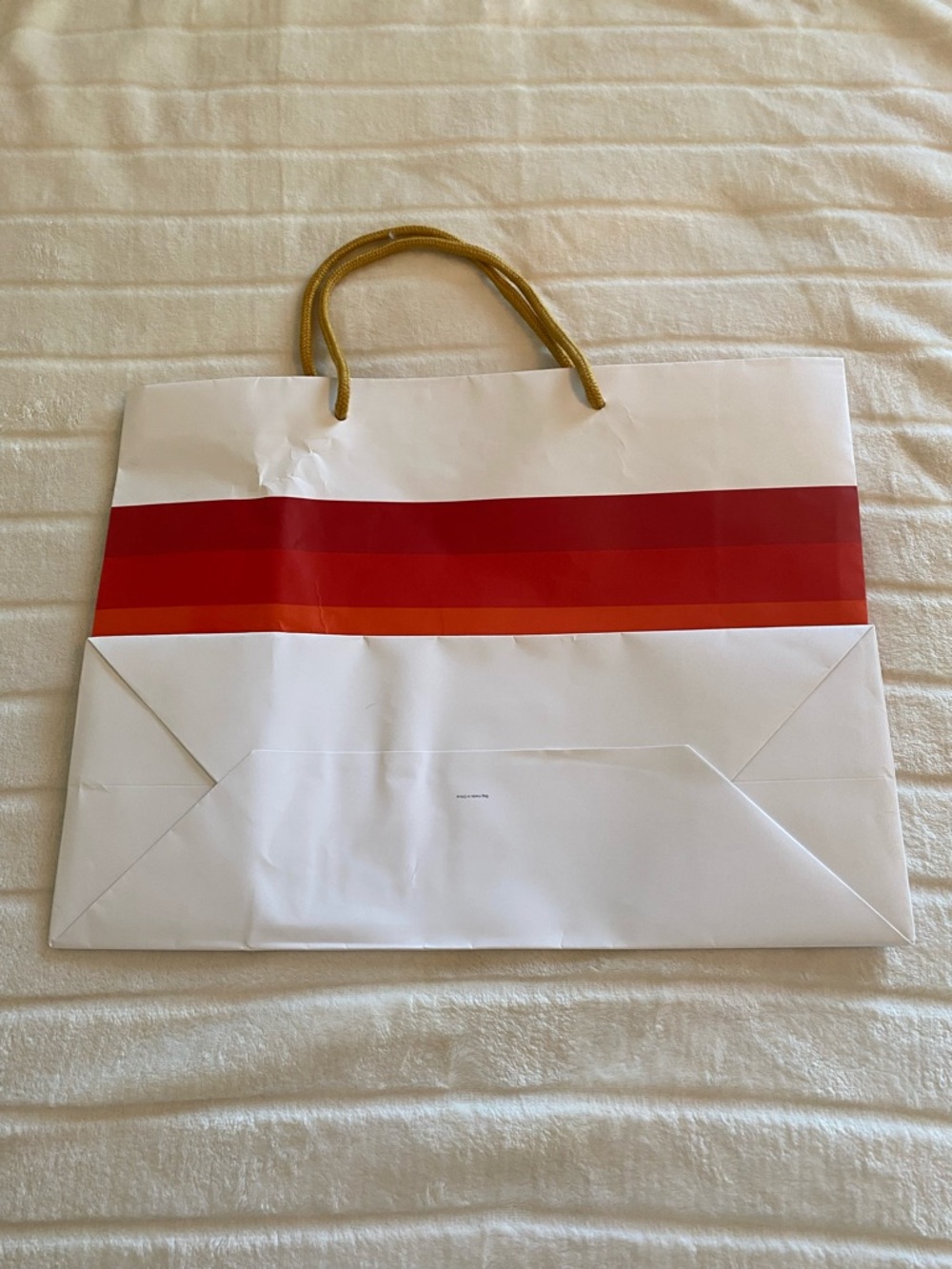 🌸 Aviator Nation White Shopping Bag with Navy Logo and Red-Orange-Yellow Stripe - Picture 3 of 5